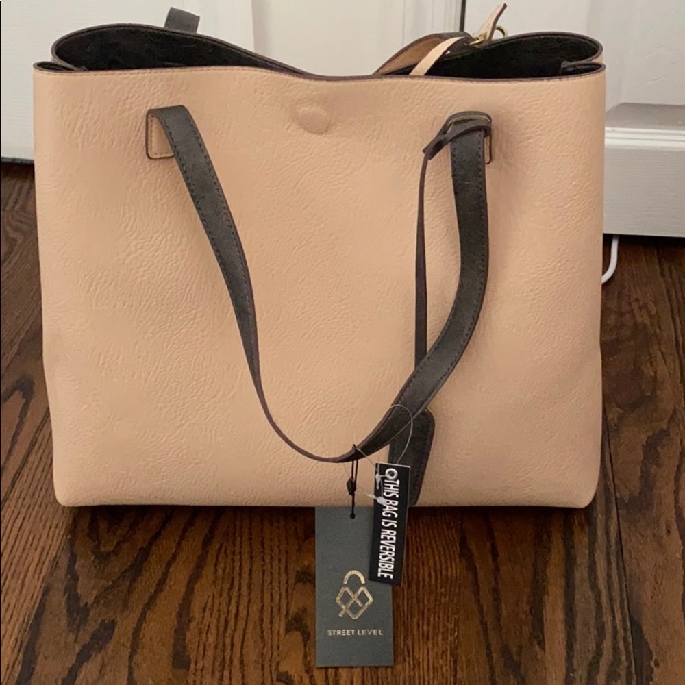 Reversible faux leather Tote and wristlet